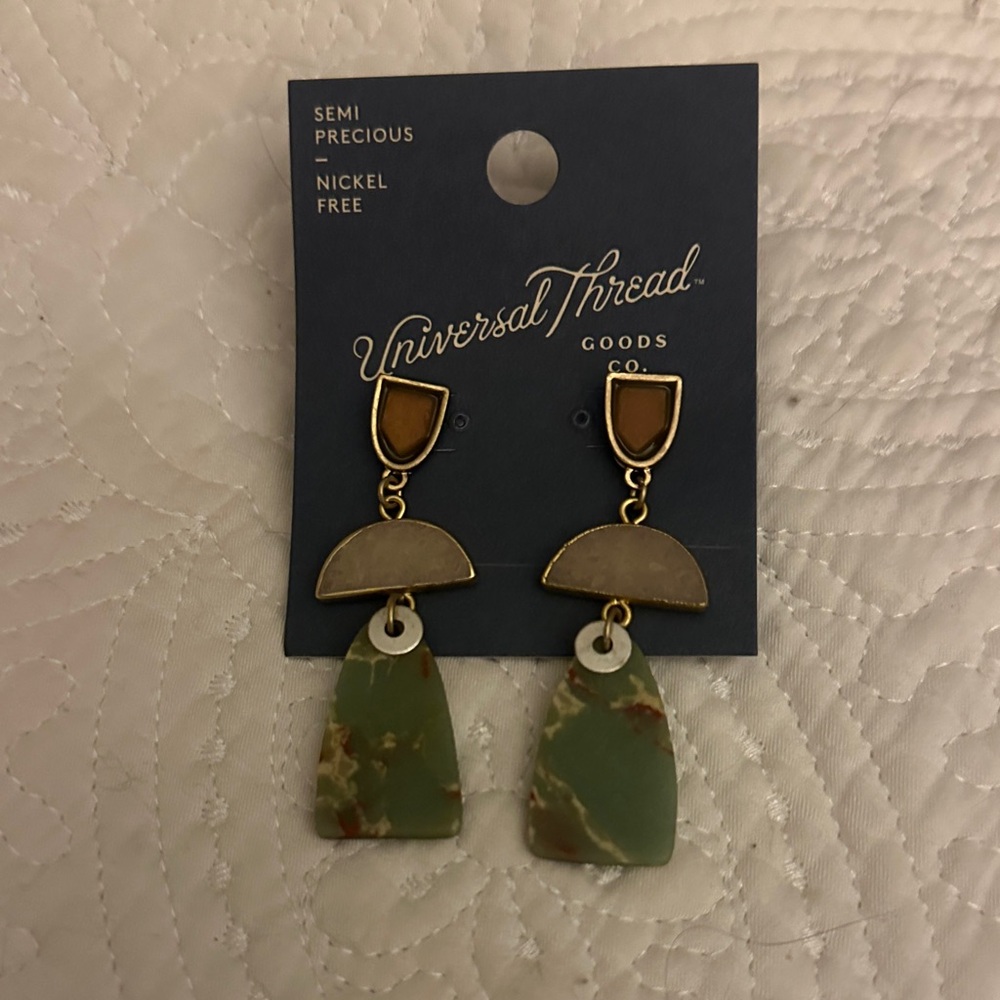 Universal Thread Olive and Gold Dangle Earrings